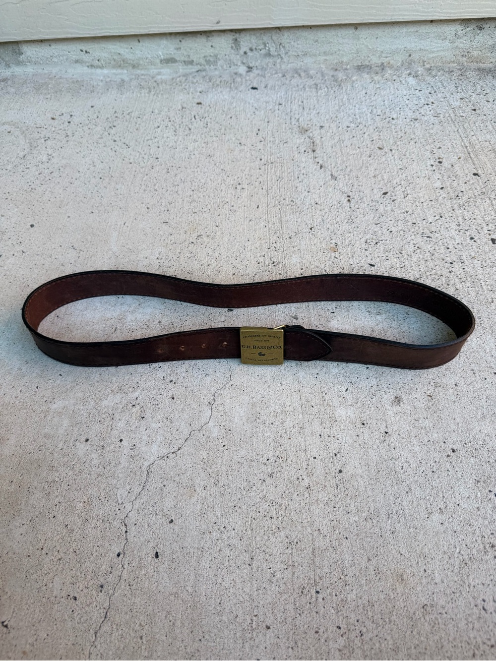 Vintage G.H. Bass Brown Leather Belt USA Brass Buckle Size 38 Americana